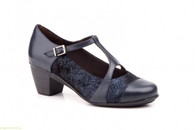 Жіночі туфлі на каблуку GAVIS чорні з синім