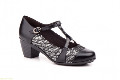 Женские туфли на каблуке GAVIS чёрно-серебряные