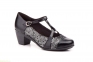Жіночі туфлі на каблуку GAVIS чорні з срібним